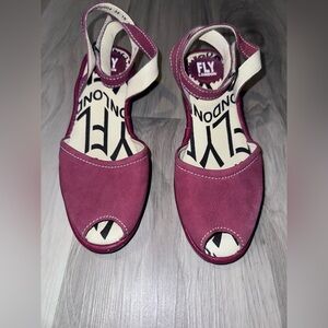 Fly London Women's Burgundy Open-Toe Sandals